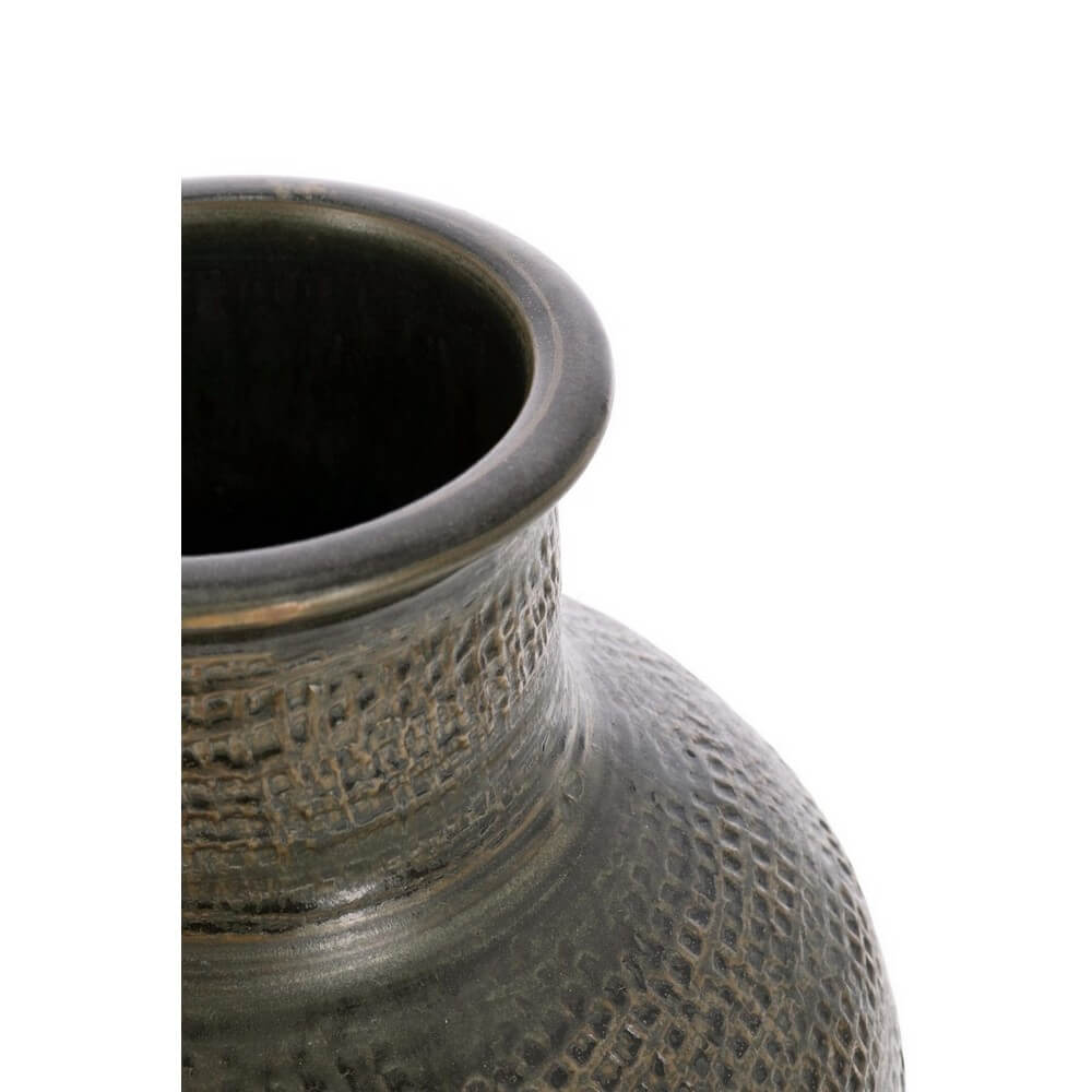 Porta Vaso in Terracotta Fatto a Mano Verde Stile Etnico H35 - ASTERION