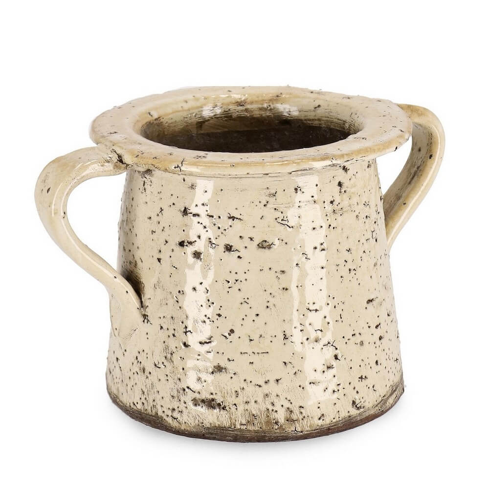 Porta Vaso in Terracotta Smaltata con Manici Stile Rustico - DARUMA