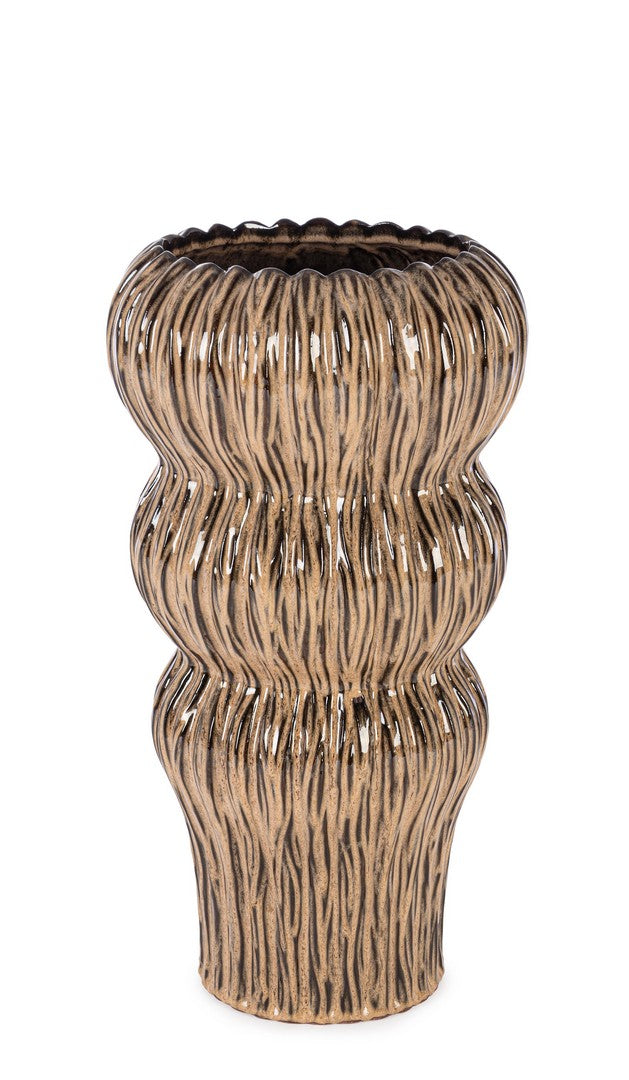 Porta Vaso in Terracotta Smaltata Fatto a Mano H59 cm - CHAINAT