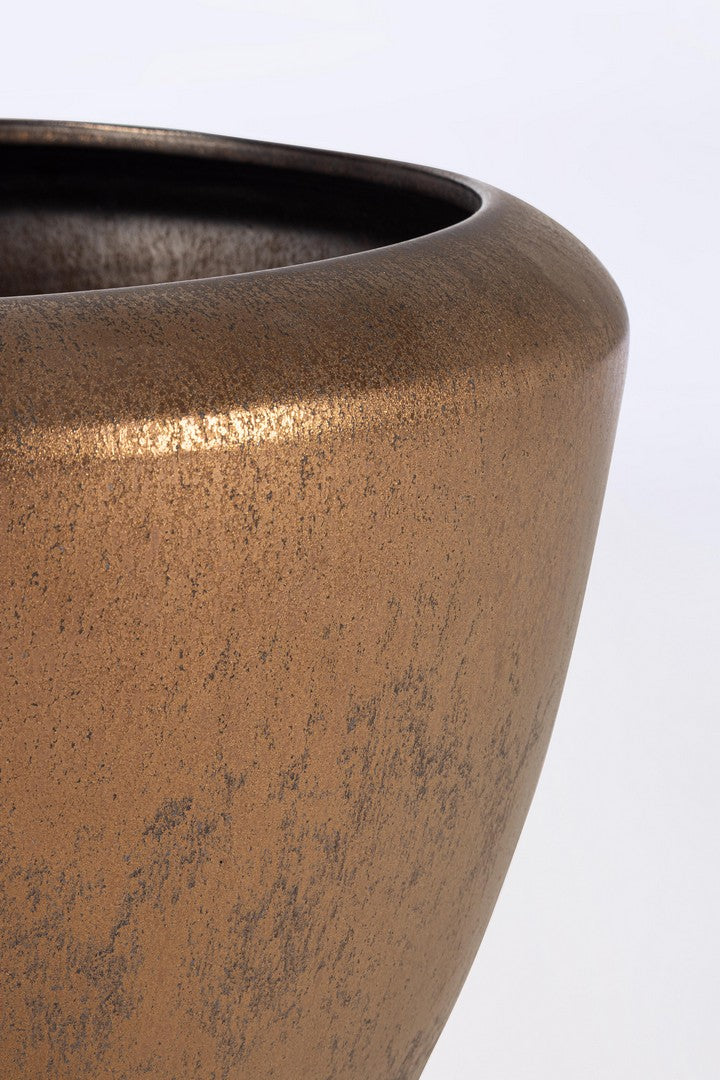 Set di 2 Porta Vaso in Terracotta Smaltata Effetto Bronzo - PATHOM