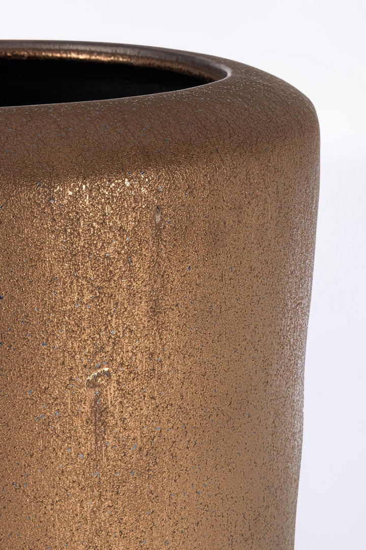 Porta Vaso Alto in Terracotta Smaltata Bronzo Fatto a Mano - PATHOM