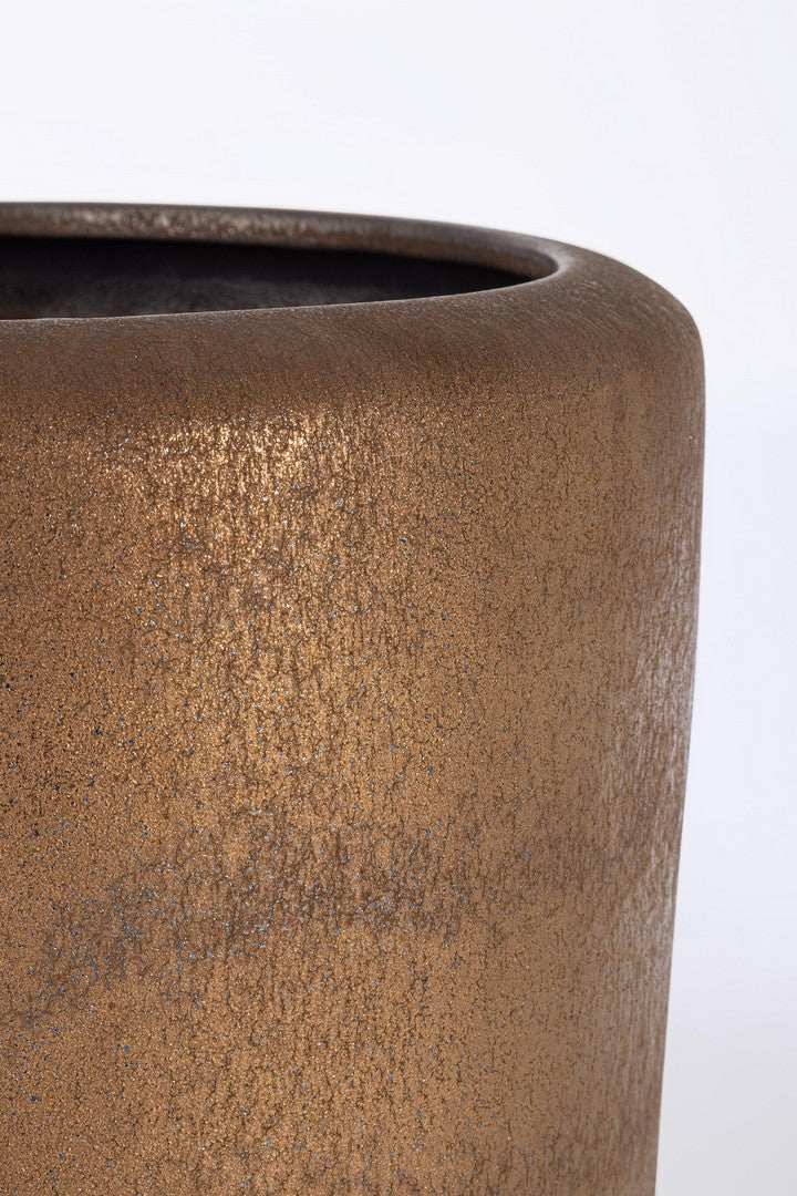 Porta Vaso in Terracotta Smaltata Bronzo Fatto a Mano H58 - PATHOM