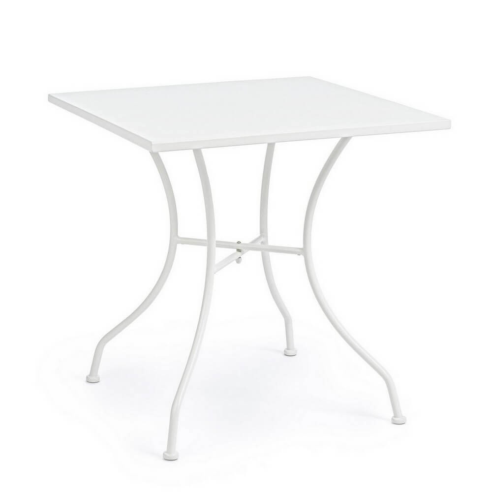 Tavolo da Giardino Quadrato in Acciaio Bianco 70x70 cm - DELICATE