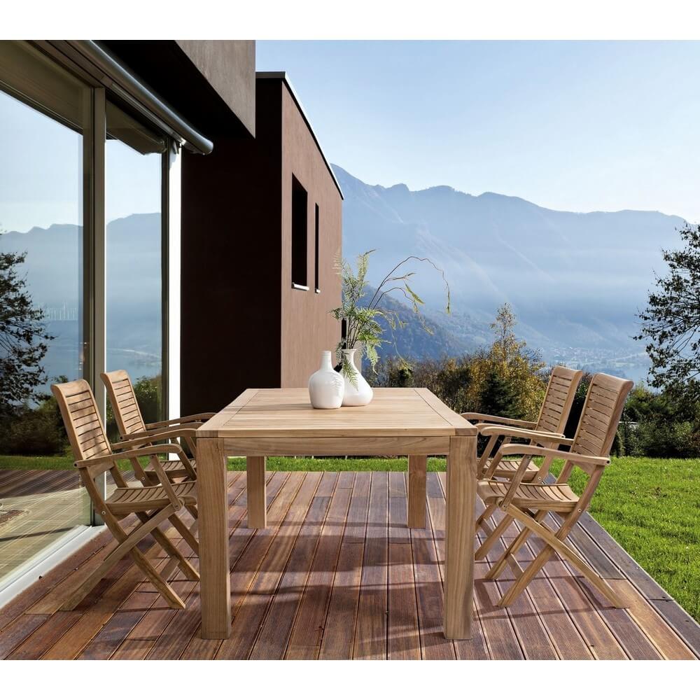 Set di 2 Sedie Pieghevoli con Braccioli in Legno Teak - CHARMING