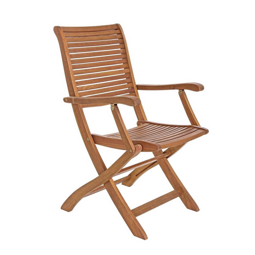 Set di 2 Sedie Pieghevoli con Braccioli in Legno di Acacia da Giardino - SERENITY