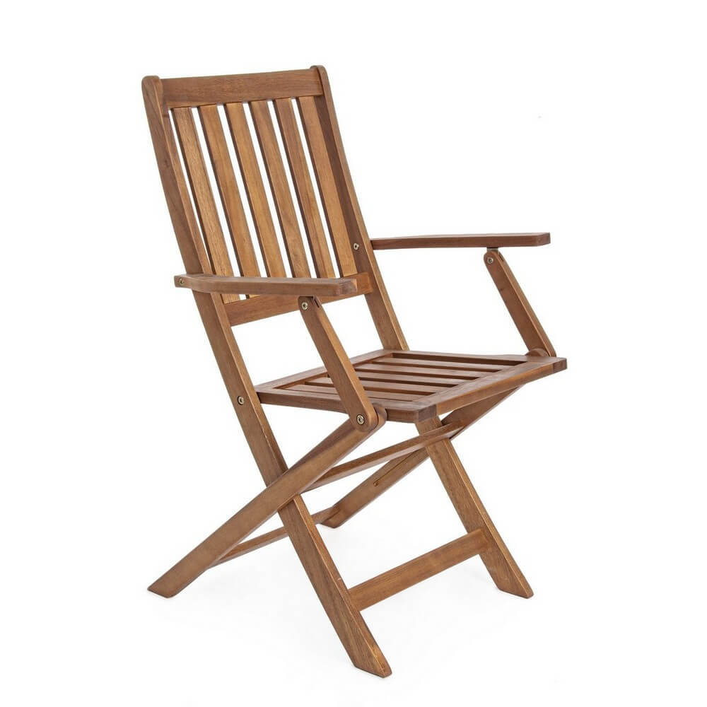 Set di 2 Sedie Pieghevoli con Braccioli in Legno di Acacia - SERENITY