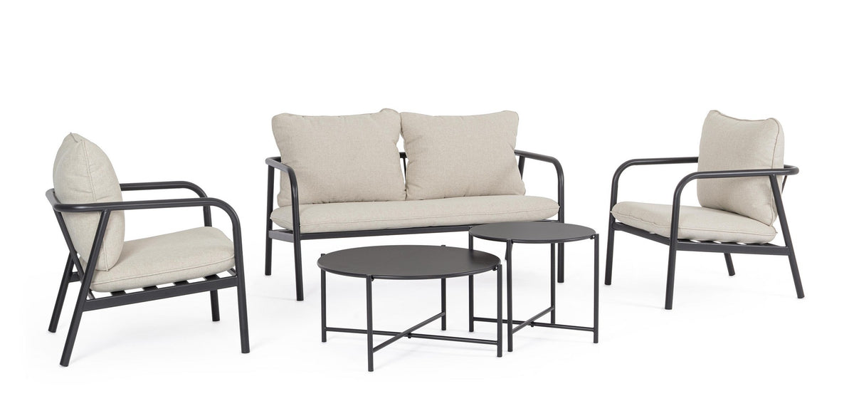 Set da 5 Pezzi Salotto da Giardino con Cuscini in Acciaio Antracite - OSTUNI