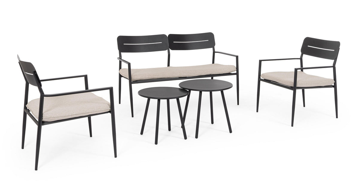 Set salotto da giardino in acciaio con cuscini 5 pezzi antracite - GARGANO