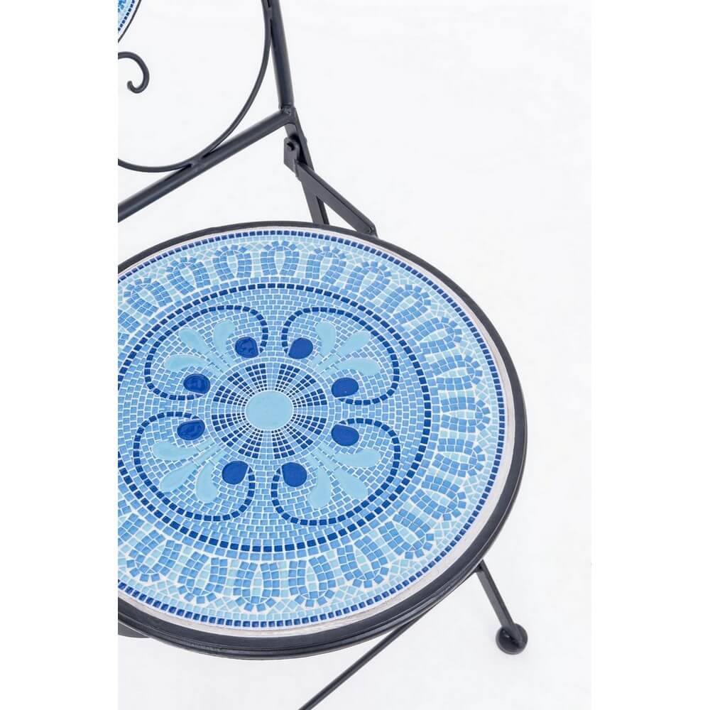 Set di 2 Sedie Pieghevoli da Esterno in Acciaio con Decoro in Ceramica - VELKROS