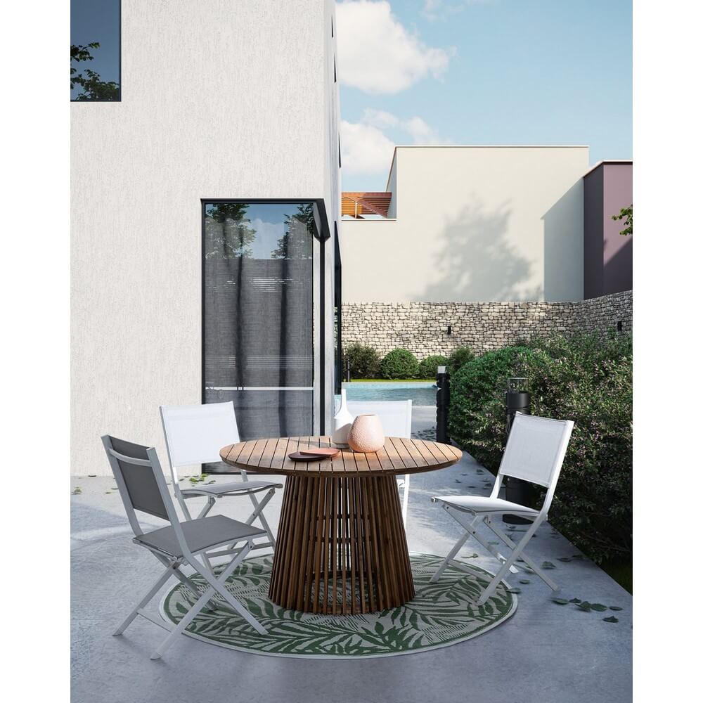 Tavolo da Giardino Rotondo in Legno di Acacia FSC Ø120 cm - RIVERBANK
