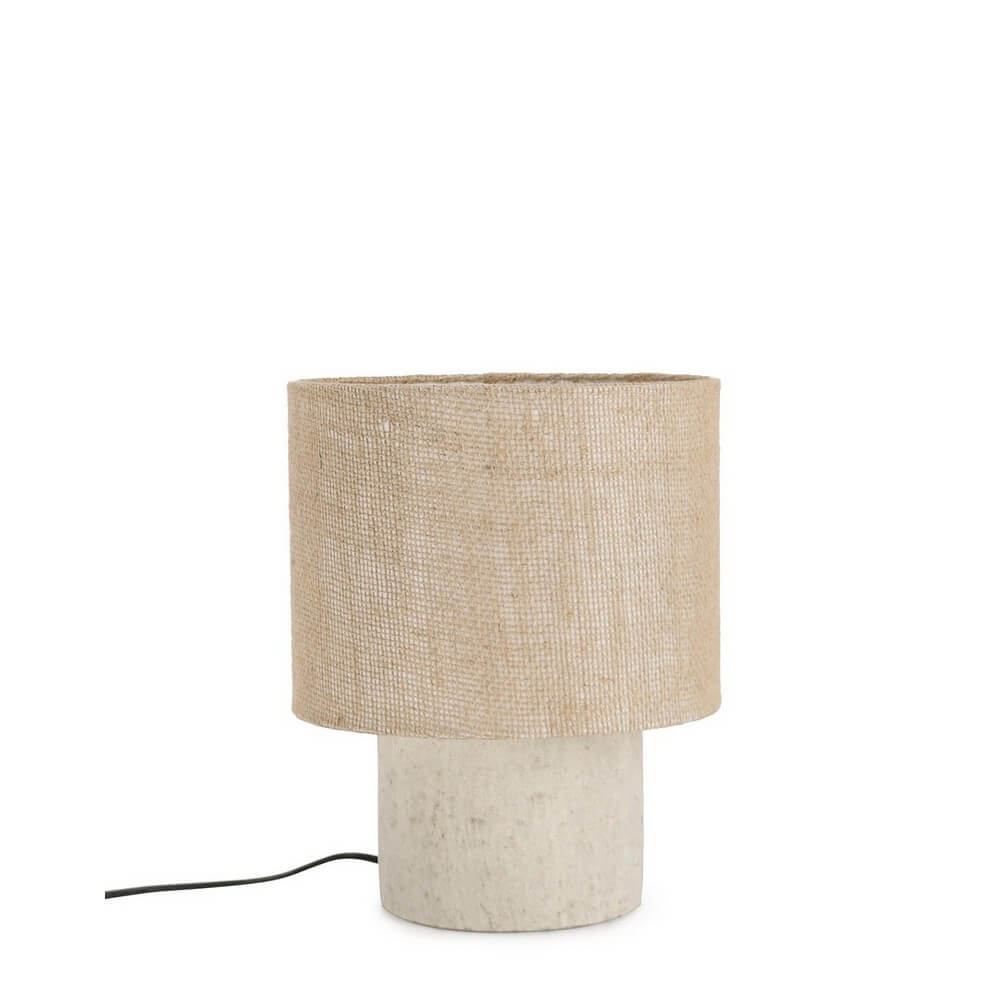 Lampada da Tavolo in Terracotta con Paralume in Iuta Beige - DONDA