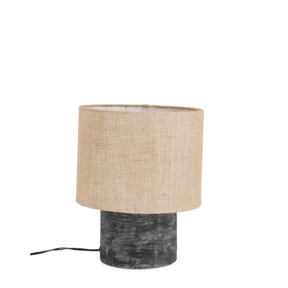 Lampada da Tavolo in Terracotta con Paralume in Iuta Nero - DONDA