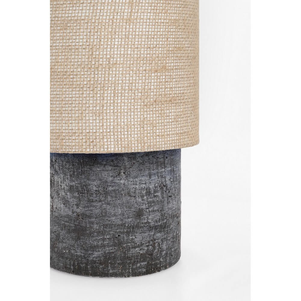 Lampada da Tavolo in Terracotta e Iuta Stile Naturale Nero - DONDA