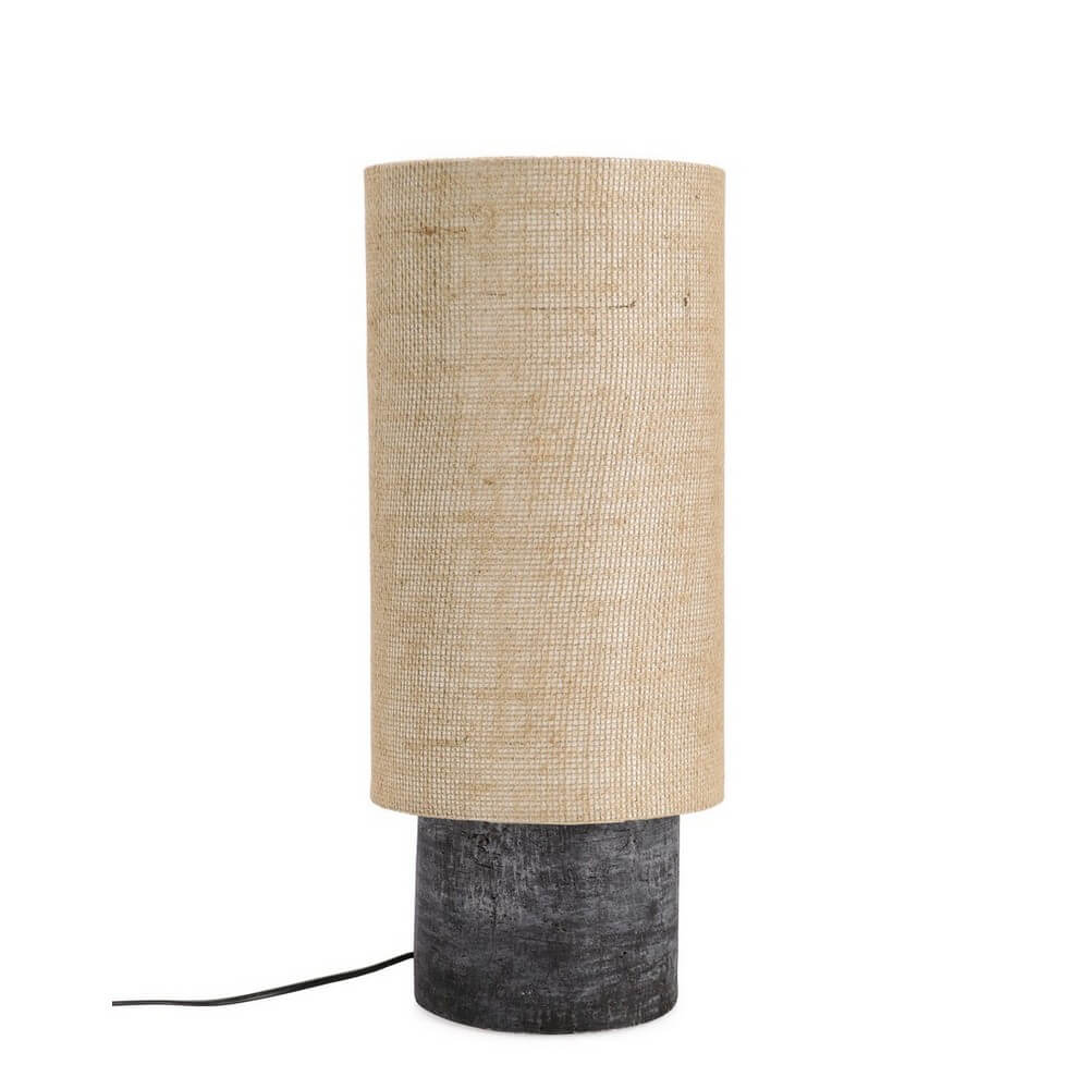 Lampada da Tavolo in Terracotta e Iuta Stile Naturale Nero - DONDA
