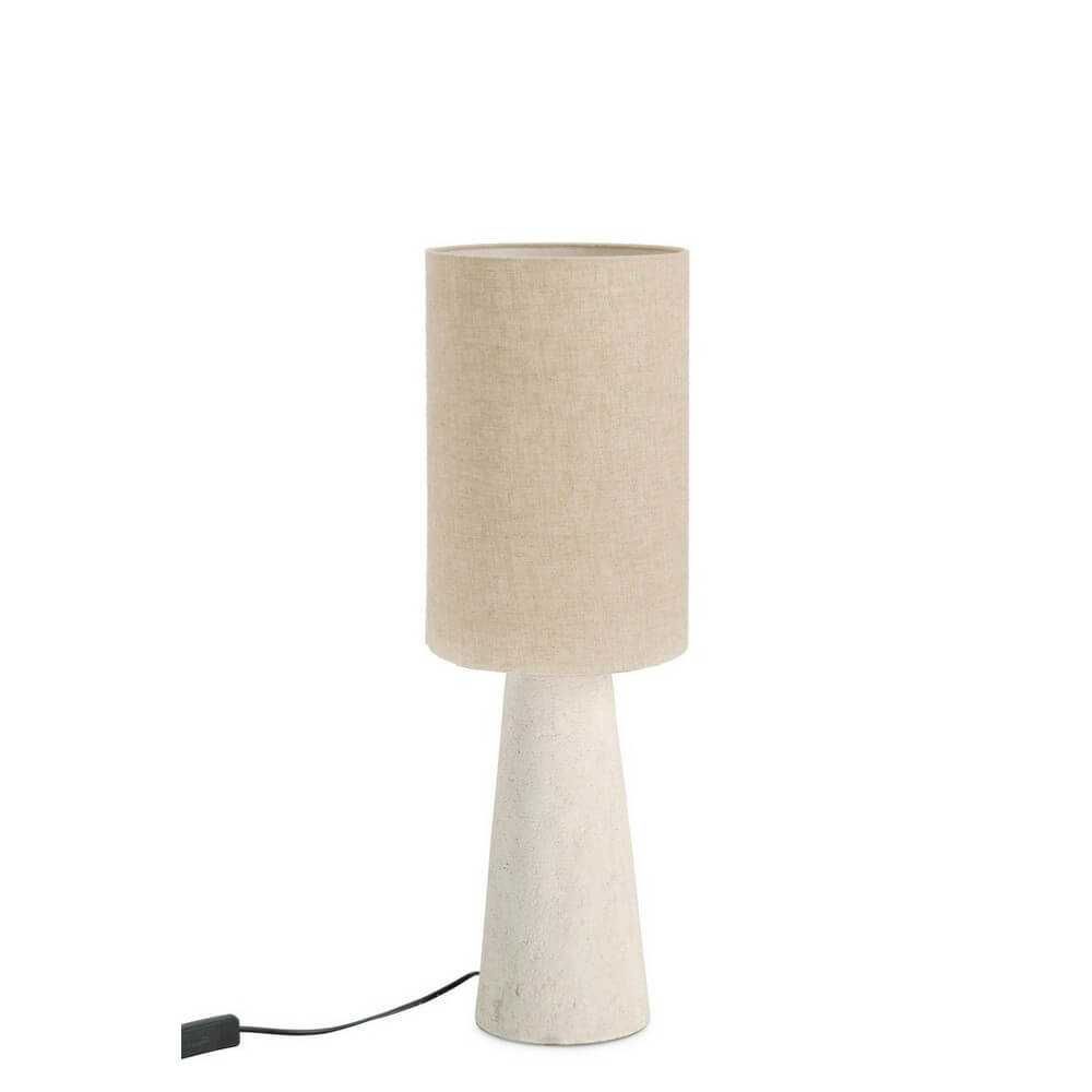 Lampada da Tavolo con Base in Fibra di Vetro e Paralume in Lino Beige - MARARA