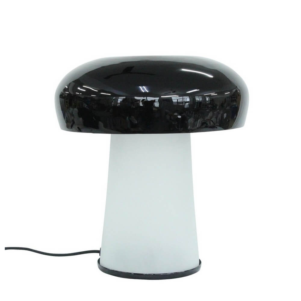 Lampada da Tavolo a Fungo in Metallo e Vetro Nera H40 - CLEVELY