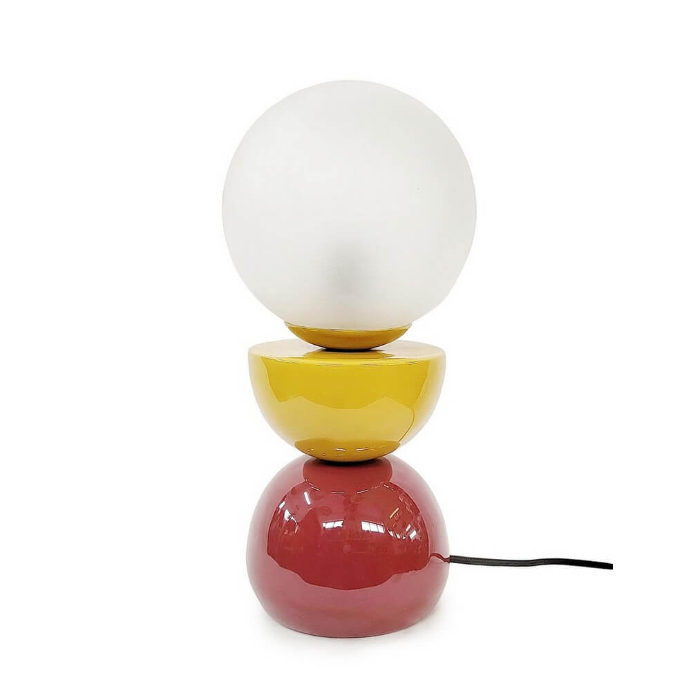 Lampada da Tavolo in Metallo e Vetro Stile Moderno Colorata - MALTON