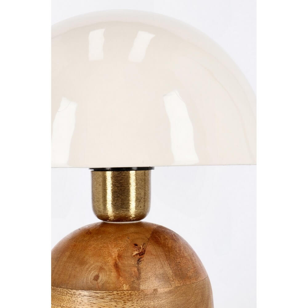 Lampada da Tavolo in Legno di Mango con Paralume in Metallo - DONYA