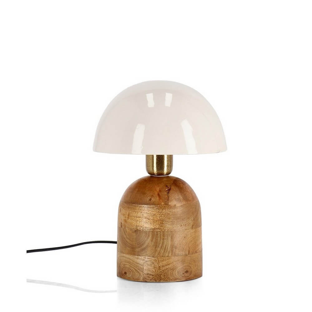 Lampada da Tavolo in Legno di Mango con Paralume in Metallo - DONYA