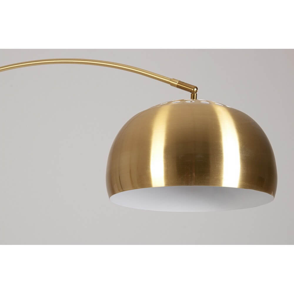 Lampada Piantana ad Arco Metallo Ottone con Base in Marmo Bianco - CLASS