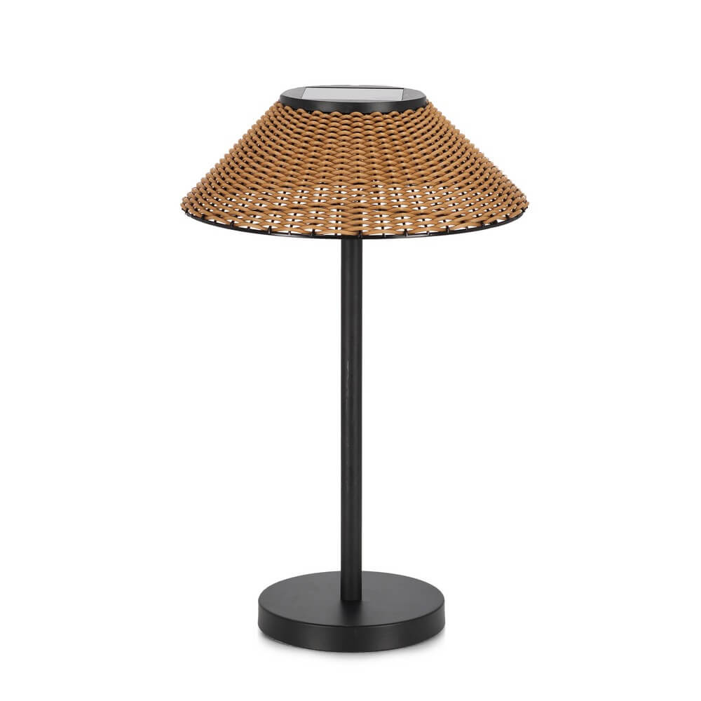 Lampada da Tavolo Solare LED con Paralume Effetto Rattan - TRANQUIL