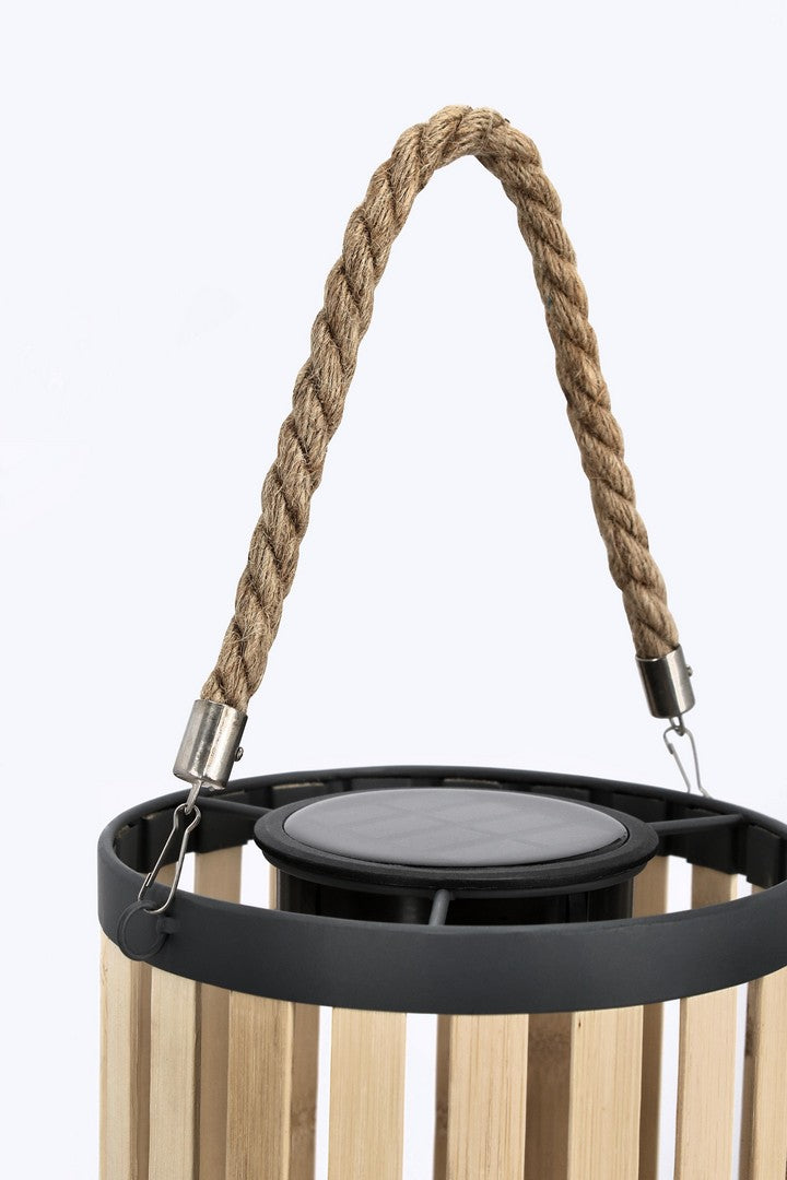 Set di 4 Lanterne Solari da Esterno in Bamboo con Manico in Corda - ARVEL