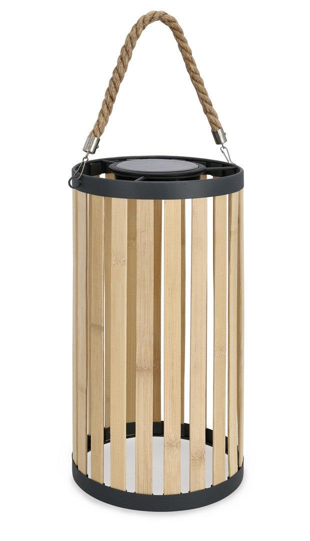 Set di 4 Lanterne Solari da Esterno in Bamboo con Manico in Corda - ARVEL