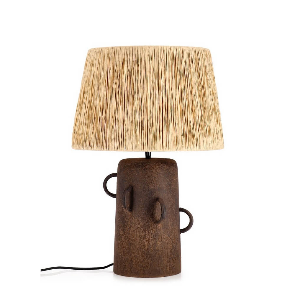 Lampada da tavolo in alluminio con paralume in iuta naturale - KEDAR