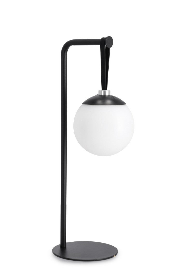 Lampada da Tavolo LED Nera con Sfera in PE Ricaricabile USB - BALMONY