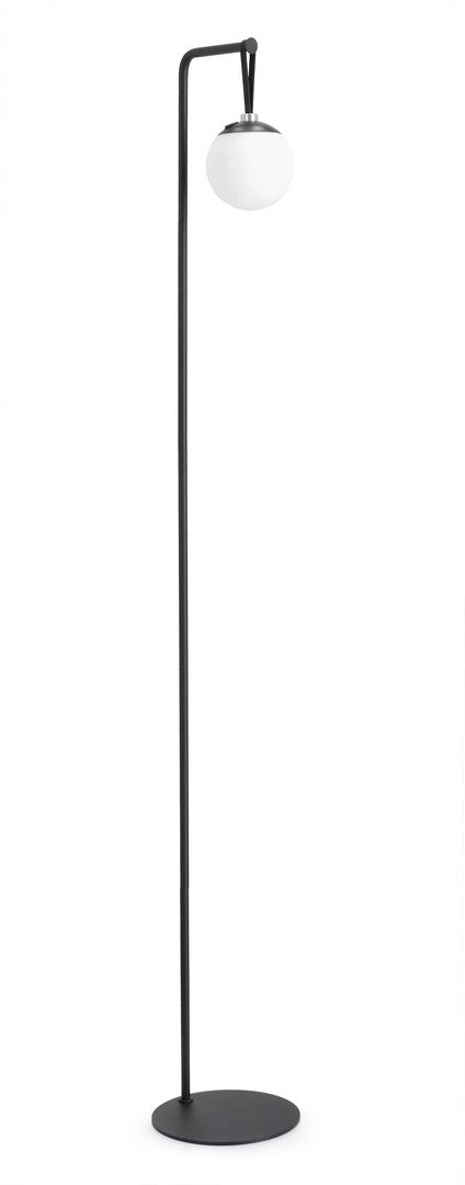 Piantana LED da Terra Nera con Sfera in PE Dimmerabile H140 - BALMONY