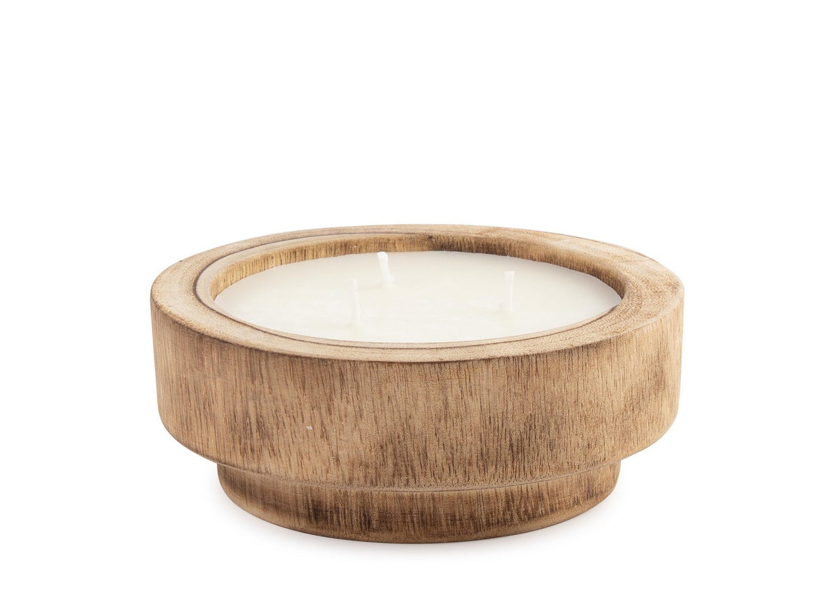 Set di 4 Candele a 3 Stoppini in Vaso di Legno di Paulonia - SONIAN