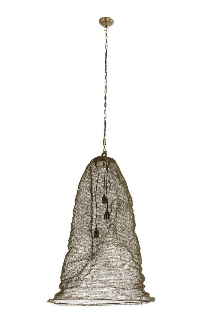 Lampadario a sospensione in rete metallica ottone stile boho - DARIO