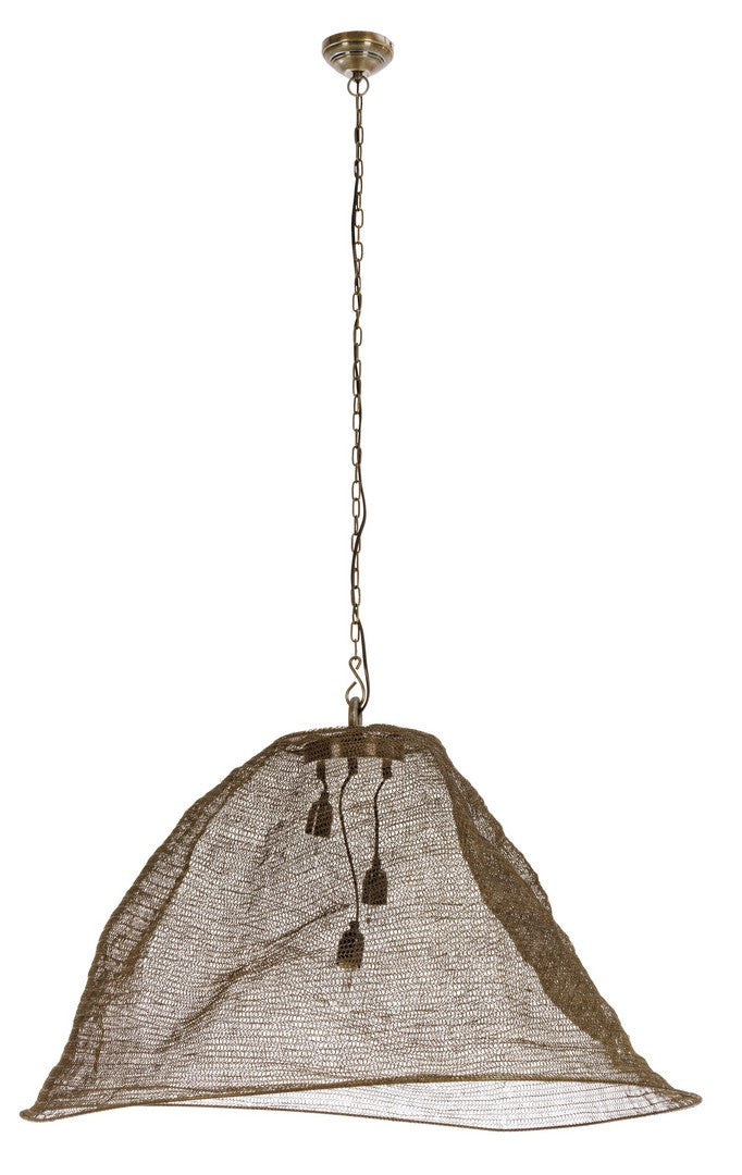 Lampadario a Sospensione in Rete Metallica Ottone Antico - DARIO