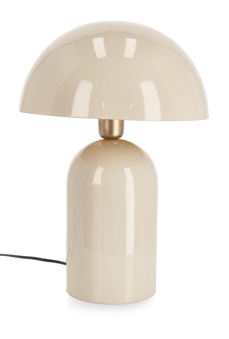 Lampada da Tavolo a Fungo in Metallo Beige Stile Retrò H45 - CAMPBELL