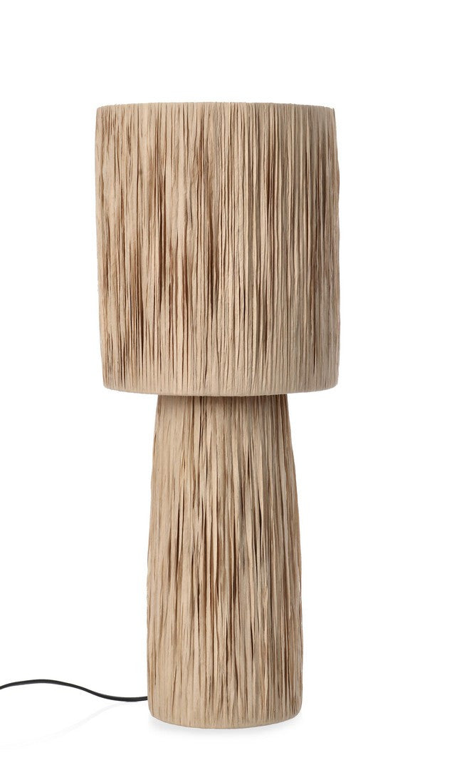Lampada da tavolo in rafia naturale stile boho H59 cm - MEI-WEN