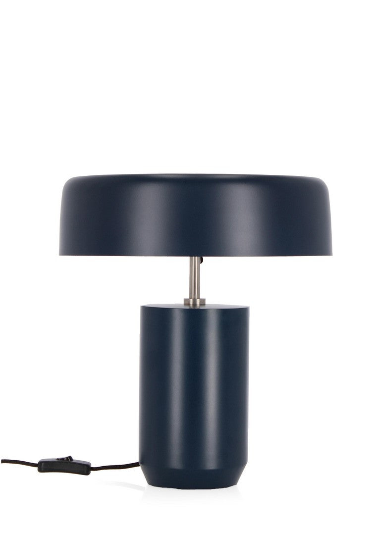 Lampada da Tavolo in Metallo Blu con Paralume Tondo H35 - SHIORI
