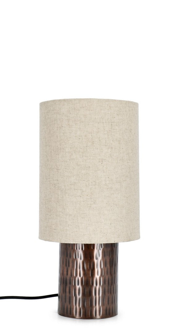 Lampada da Tavolo in Metallo Brunito con Paralume in Cotone H41 - DIMITRIOS