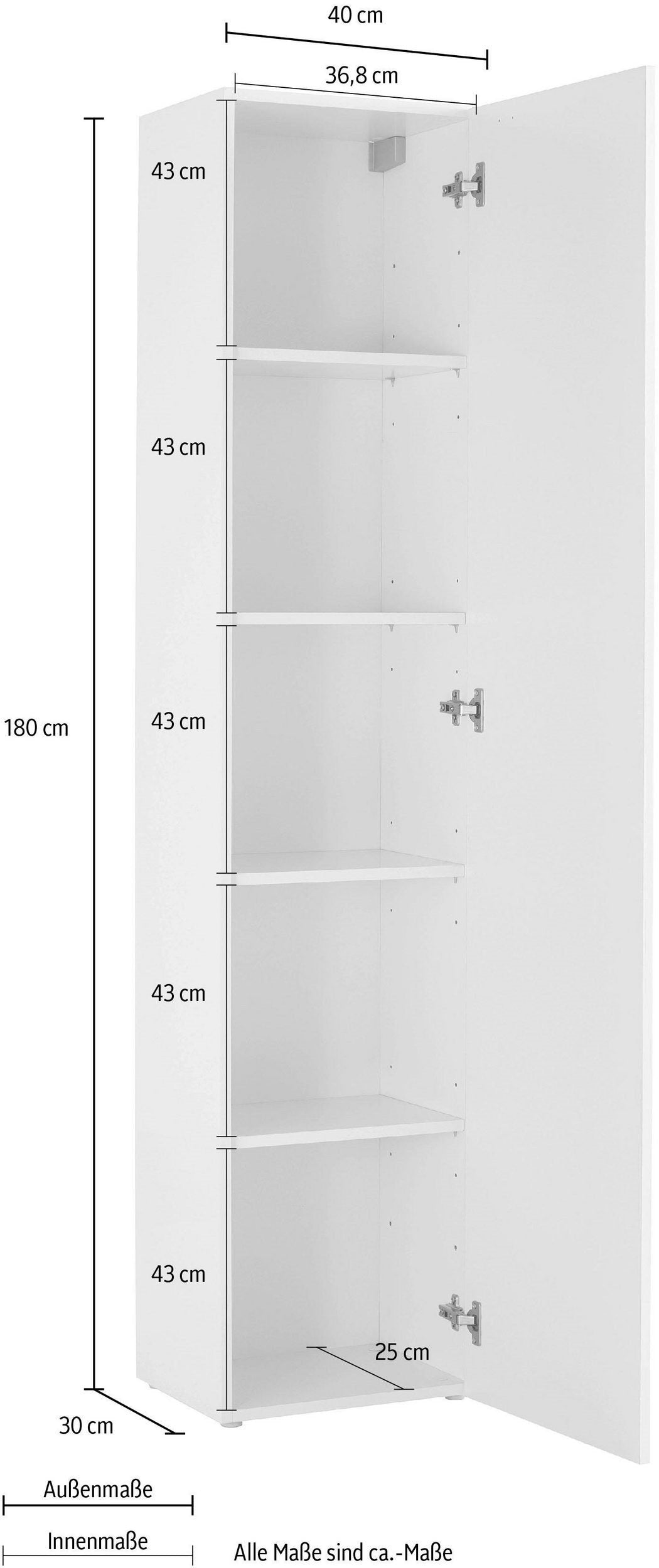 Colonna armadio ECHO bianco lucido con quote: 180 cm di altezza, 40 cm di larghezza #colore_Bianco Lucido