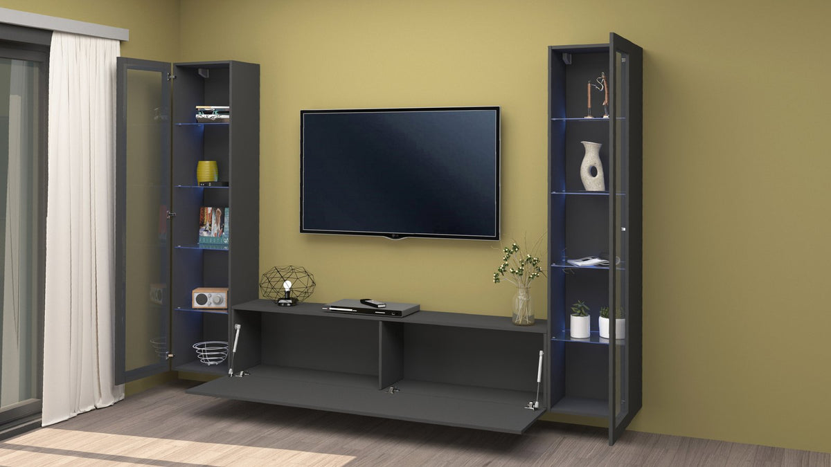 ECHO 12 antracite opaco in ambiente con ribalta abbassata #colore_Antracite Opaco