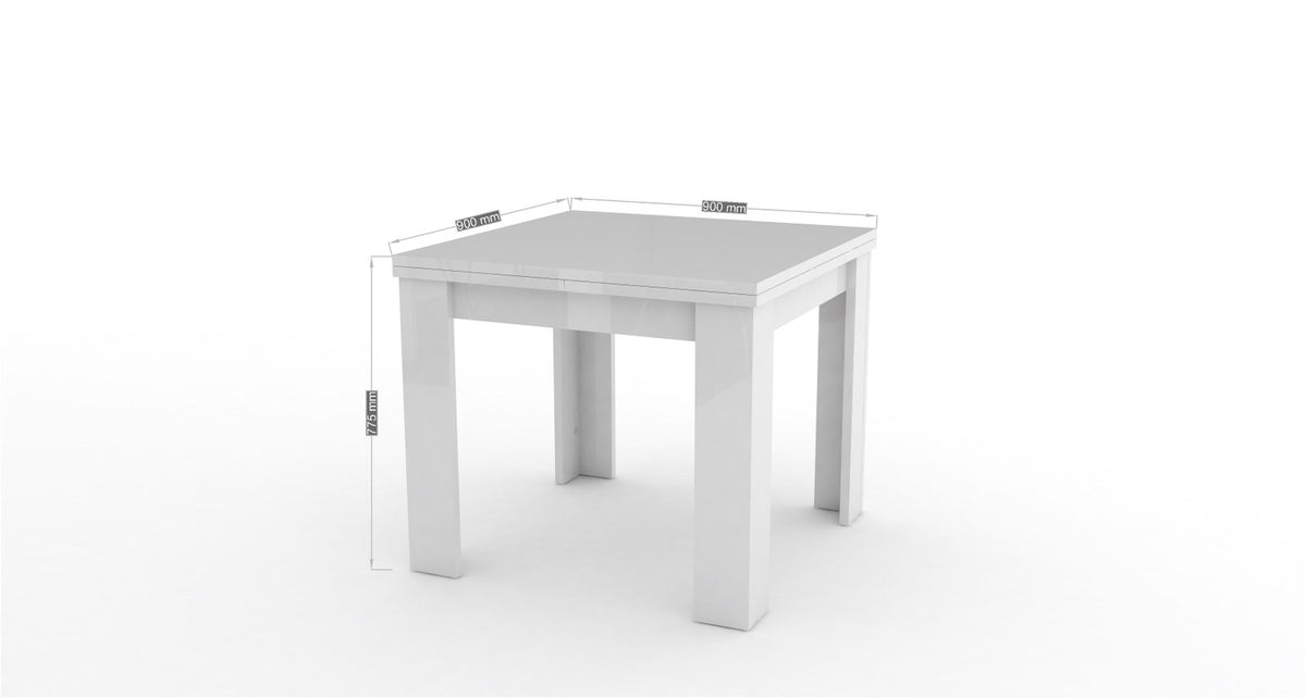Tavolo LYRA olmo chiuso su sfondo bianco con quote in millimetri #colore_Olmo