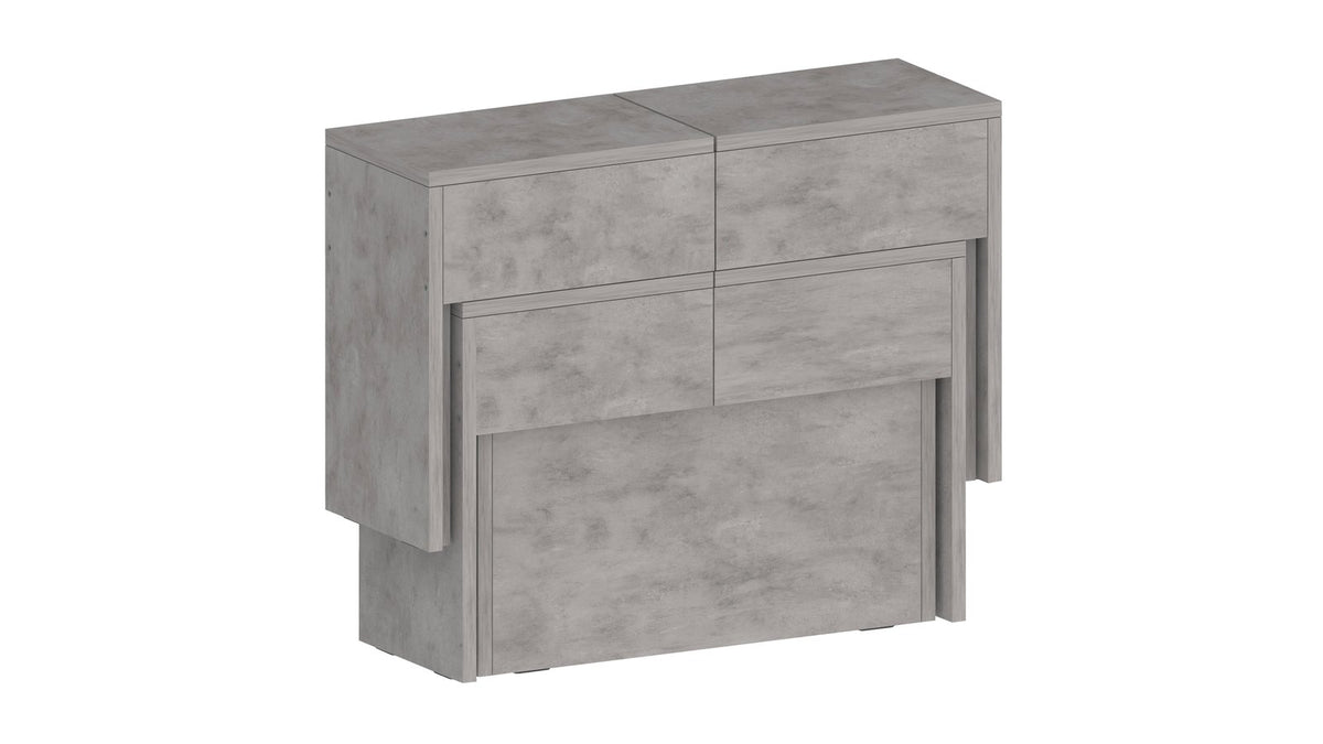Mobile ORION cemento bronx in configurazione chiusa su fondo bianco, tre pannelli impilati #colore_Cemento Bronx