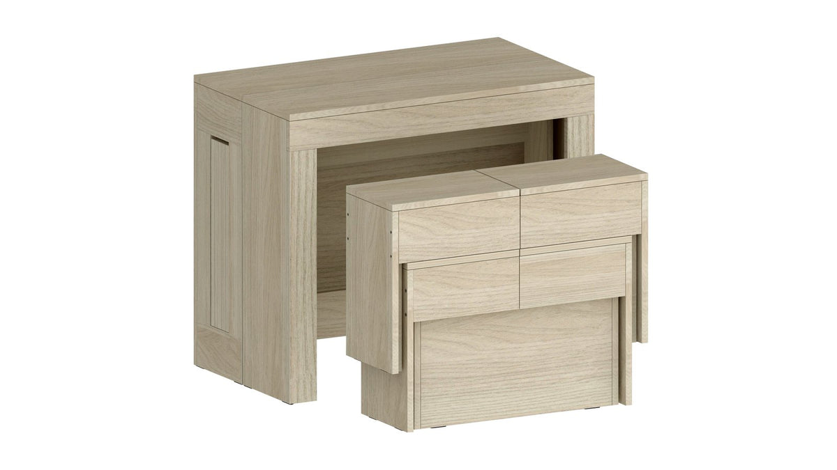 Render ORION olmo di consolle con cassetti e modulo basso su fondo bianco #colore_Olmo