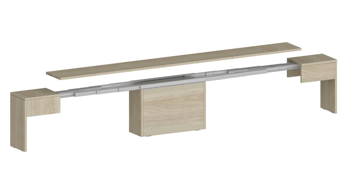 Render ORION olmo di panca smontata con guida telescopica e fianchi #colore_Olmo