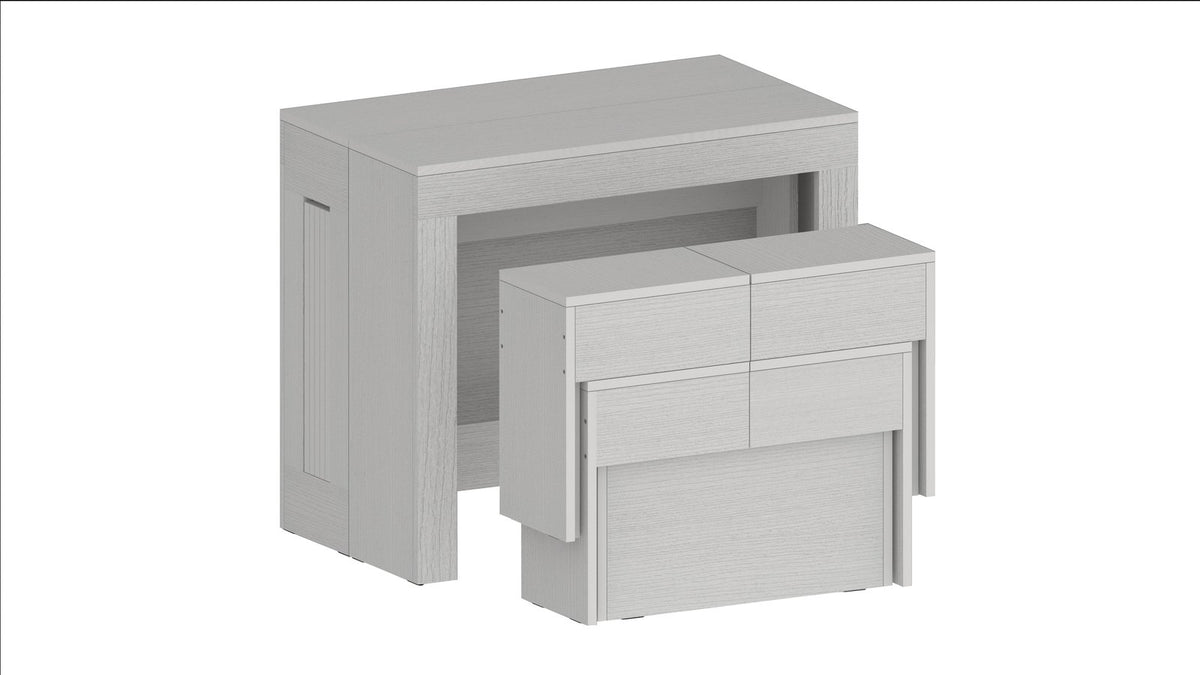 Render ORION bianco larice su fondo bianco con modulo basso in primo piano #colore_Bianco Larice