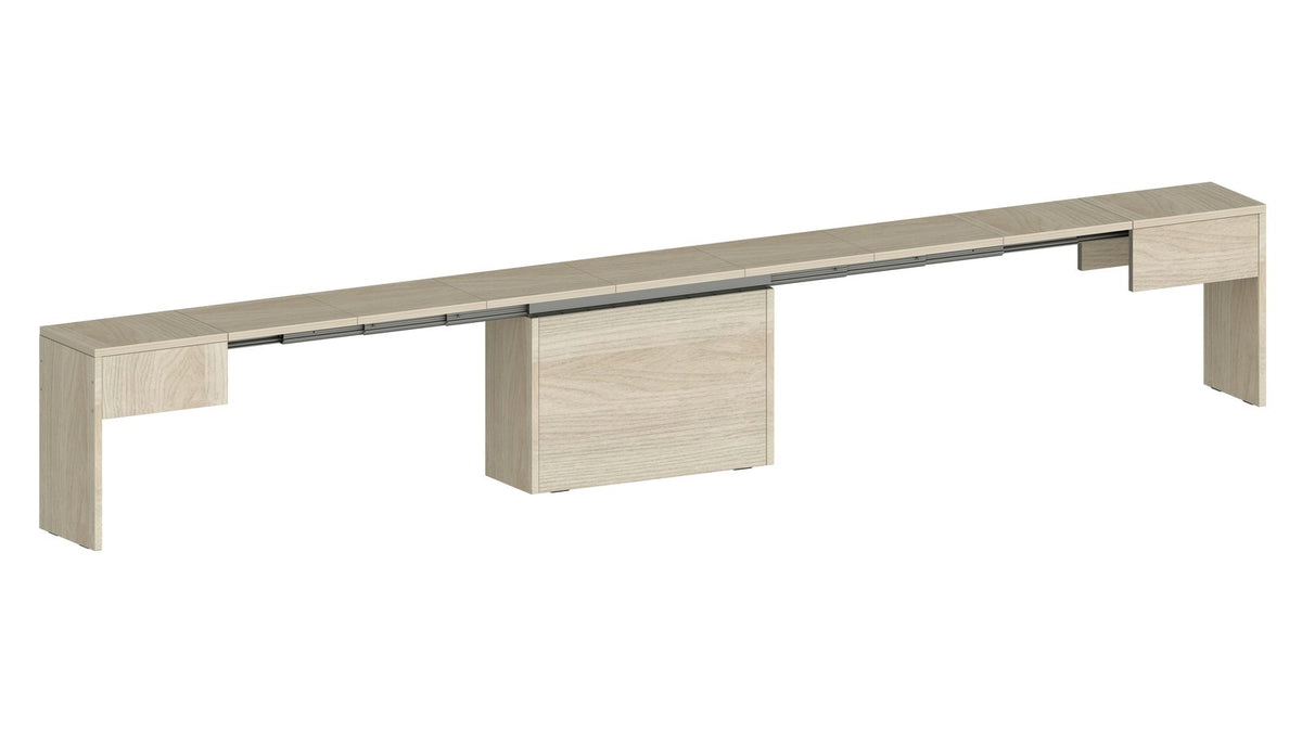 Render ORION olmo allungato con guide metalliche sotto il piano #colore_Olmo