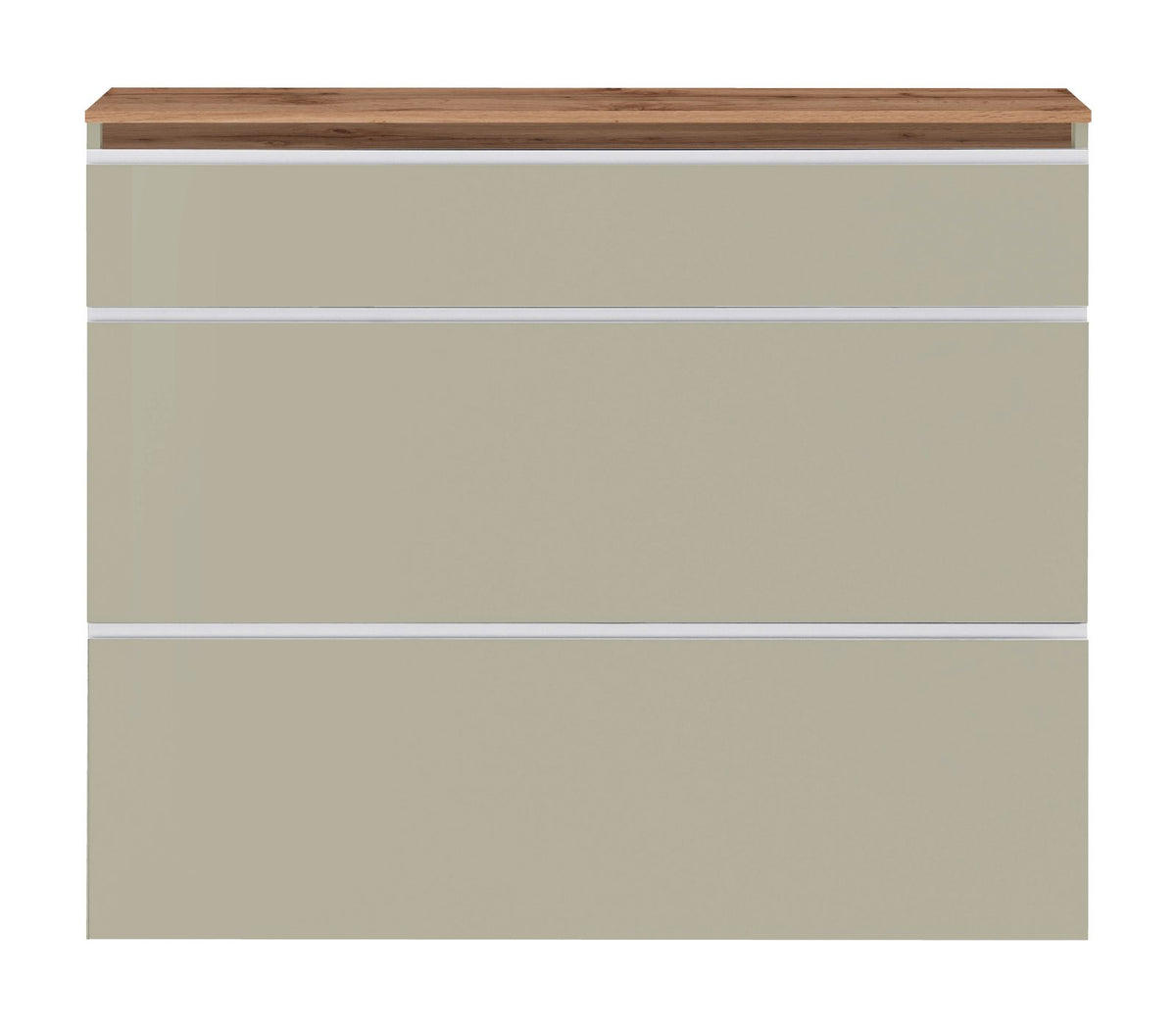 Scarpiera SATURNO tortora frontale su fondo bianco con piano in legno chiaro #colore_Tortora