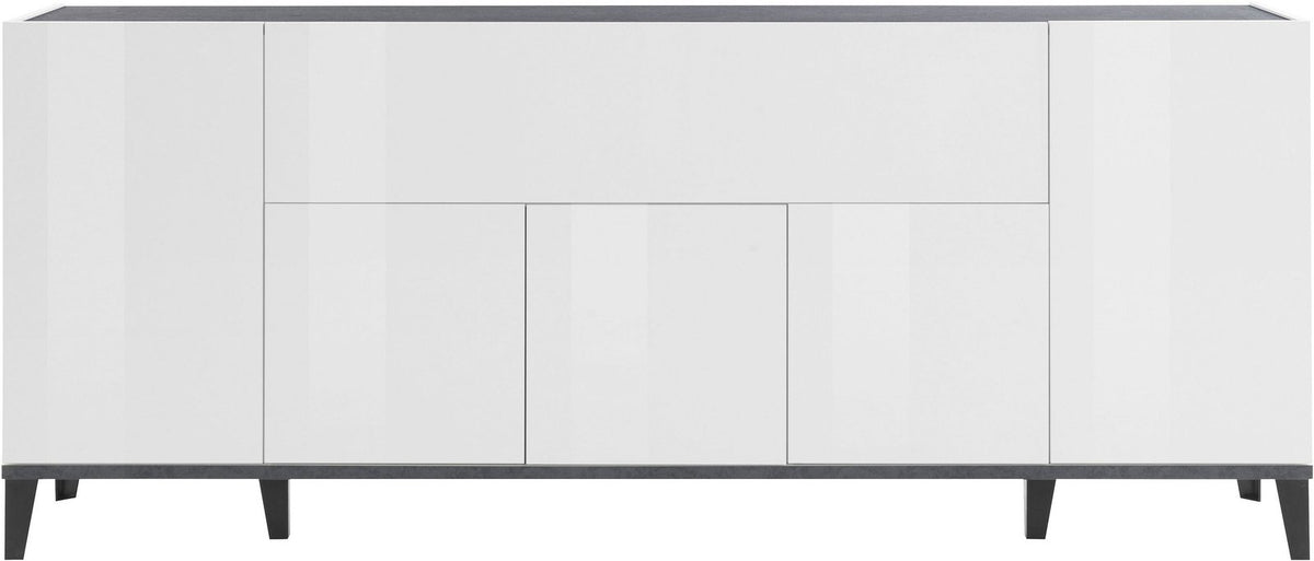 Credenza ARTEMIS bianco opaco vista frontale con quattro ante e anta a ribalta centrale