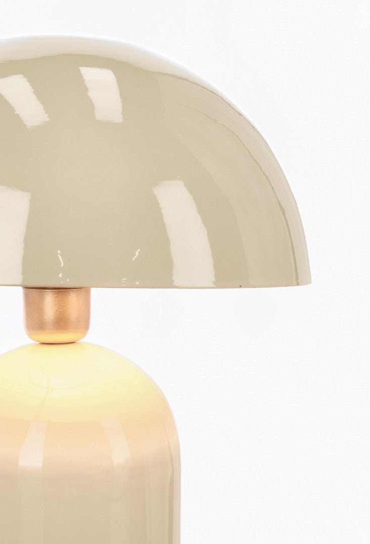 Lampada da Tavolo a Fungo in Metallo Beige Stile Retrò H45 - CAMPBELL
