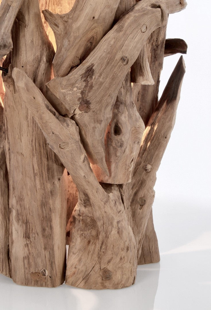 Lampada da Tavolo in Legno di Teak Riciclato Naturale H60 - ANANYA