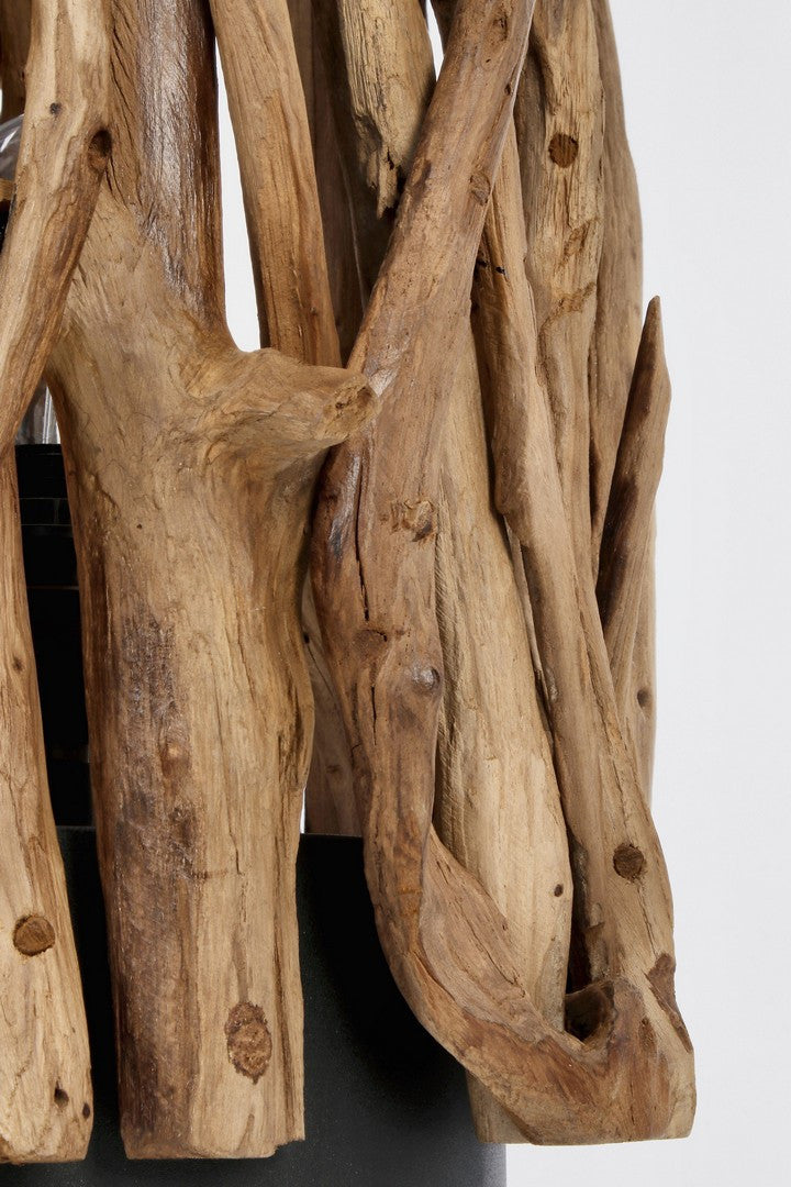 Lampada da Tavolo in Legno di Teak Riciclato con Base in Metallo - ANANYA